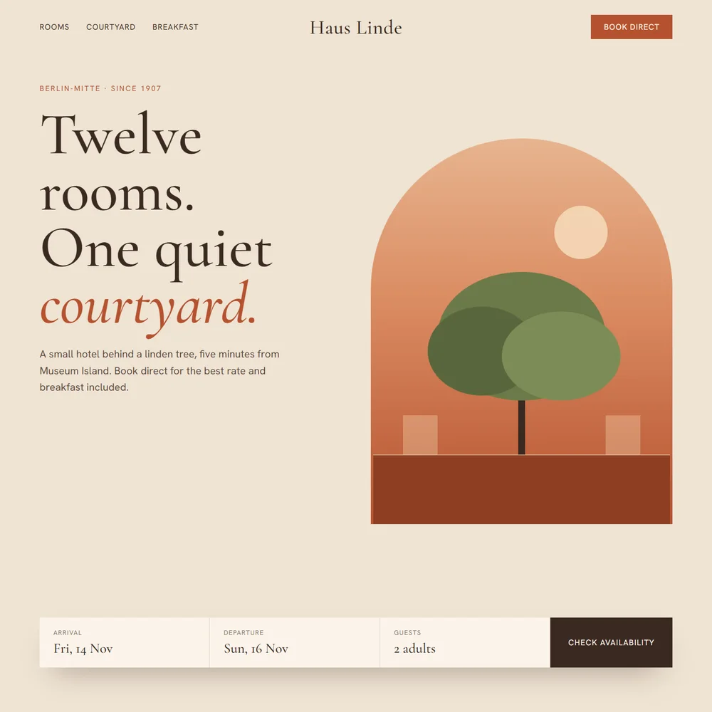 Boutique hotel website design example